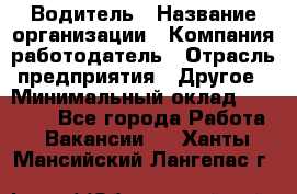 Водитель › Название организации ­ Компания-работодатель › Отрасль предприятия ­ Другое › Минимальный оклад ­ 30 000 - Все города Работа » Вакансии   . Ханты-Мансийский,Лангепас г.